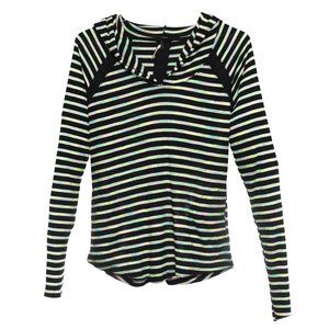 Poof Multicolor Stripe Hooded Long Sleeve Top Size Small